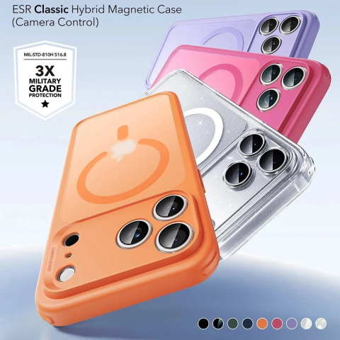 Husa ESR Classic HaloLock pentru iPhone 17 Pro Max , Functie MagSafe, Protectie La Camera, Colturi Intarite, Frosted Orange, Portocaliu [1]
