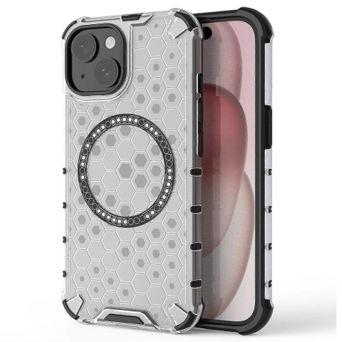 Huse protectie Telefoane Mobile - Husa HoneyComb MagSafe - iPhone 15 -Grey - Gri