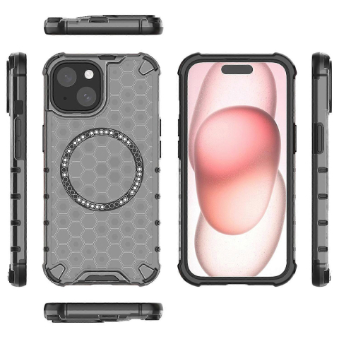 Husa HoneyComb White MagSafe pentru  iPhone 15 -Black , Negru [2]