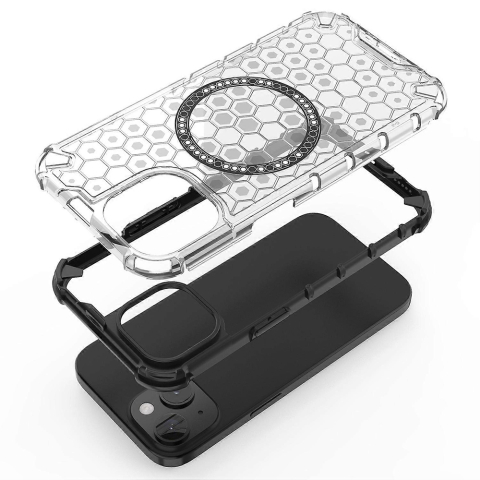 Husa HoneyComb White MagSafe pentru  iPhone 15 -Black , Negru [3]
