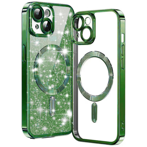 Huse protectie Telefoane Mobile - Husa Luxury Glitter MagSafe - iPhone 15 - Green Verde