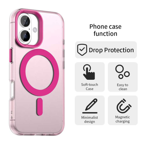 Husa MagSafe pentru iPhone 17 Roz Pink,Transparent , Techsuit - CandyCase [4]