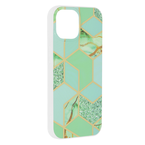 Husa Marble Series Nude iPhone 15 - Green Hex [1]
