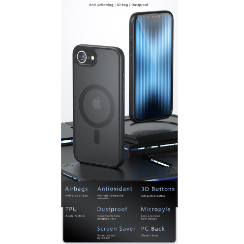 Husa tip PureFrost MagSafe pentru iPhone 16 - Frosted Black [1]