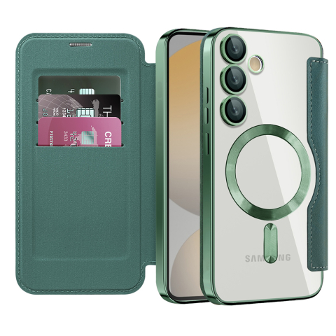 Huse protectie Telefoane Mobile - Husa SmartMag tip Carte-  Samsung Galaxy S24 FE , Green, Verde