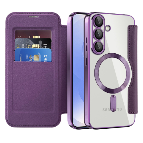 Huse protectie Telefoane Mobile - Husa SmartMag tip Carte-pentru Samsung Galaxy S25 ,Purple, Mov