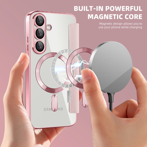 Husa SmartMag tip Carte- Samsung Galaxy S25 , Pink, Roz [3]