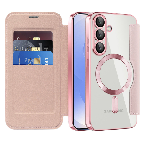 Huse protectie Telefoane Mobile - Husa SmartMag tip Carte- Samsung Galaxy S25 , Pink, Roz