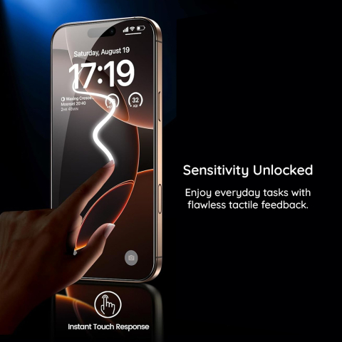 Set de 2 Folie protectie pentru iPhone 17 Pro Max, TITAN GLASS, sticla temperata, tehnologie automata de eliminare a prafului, advanced touch sensitivity, acoperire oleofoba, anti-amprente, 6.9 inch [4]