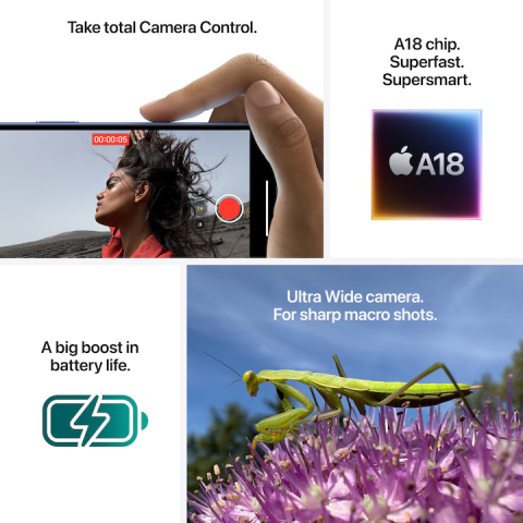 Telefon mobil Apple iPhone 16, 128GB, 5G, Black , Nou, Sigilat, Garantie 2 ani [4]