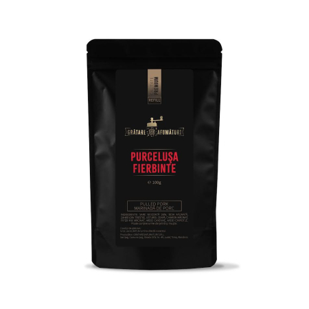 Mixuri&Condimente Pungulita (refill) - Mix de condimente pentru carne de porc/pulled pork, Purcelusa Fierbinte, Rub/Marinada uscata, 100 g, Refill punga ziplock