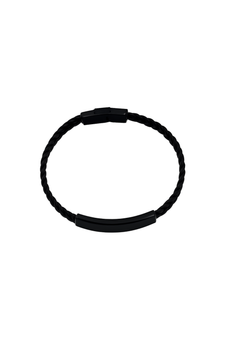 Brățară „Minimal Black” din Piele Împletită cu Placă Personalizabilă [3]