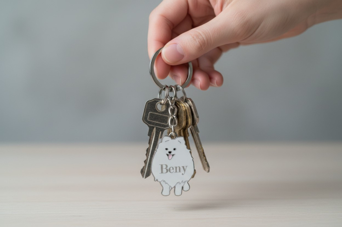Breloc câine personalizabil prin gravură - Beny - Pomeranian [4]