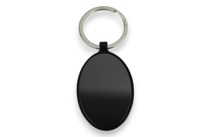 Breloc metalic oval, complet negru – Personalizabil prin gravură [4]