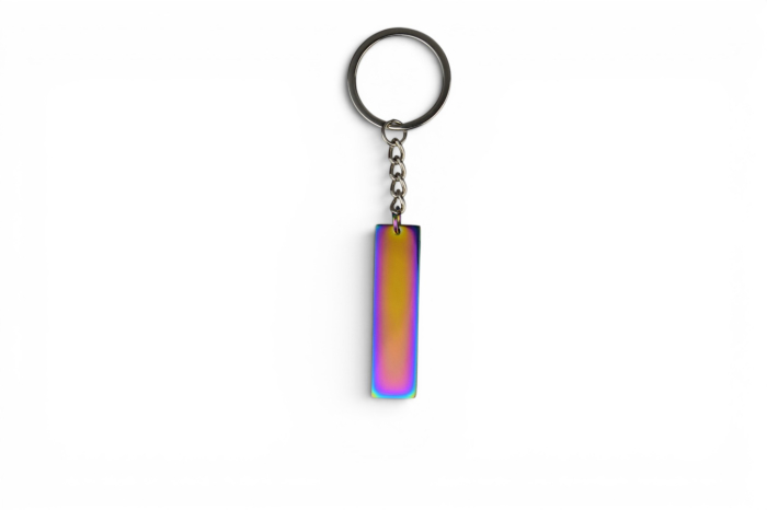 Breloc metalic tip plăcuță dreptunghiulară îngustă – Personalizabil prin gravură - Rainbow [2]