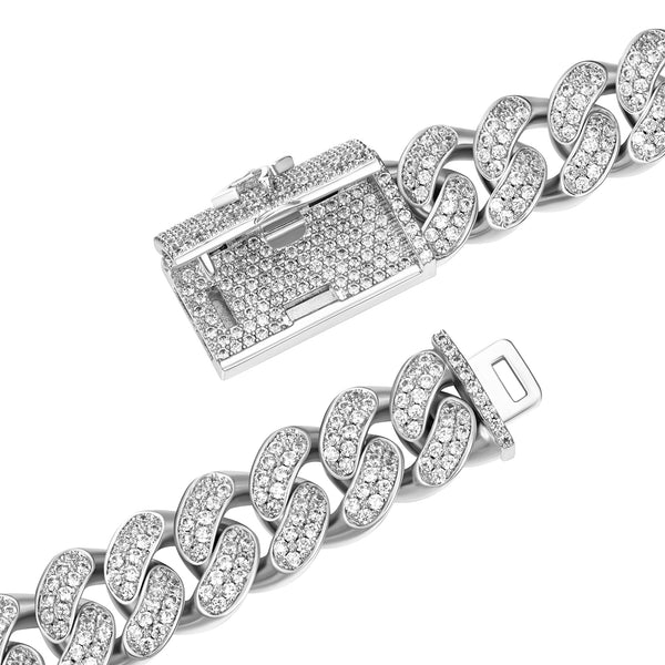 Colier Cuban Iced Argintiu, Unisex, Zirconiu,152 cm [3]