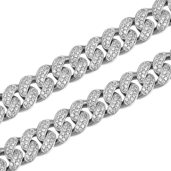 Colier Cuban Iced Argintiu, Unisex, Zirconiu,152 cm [2]
