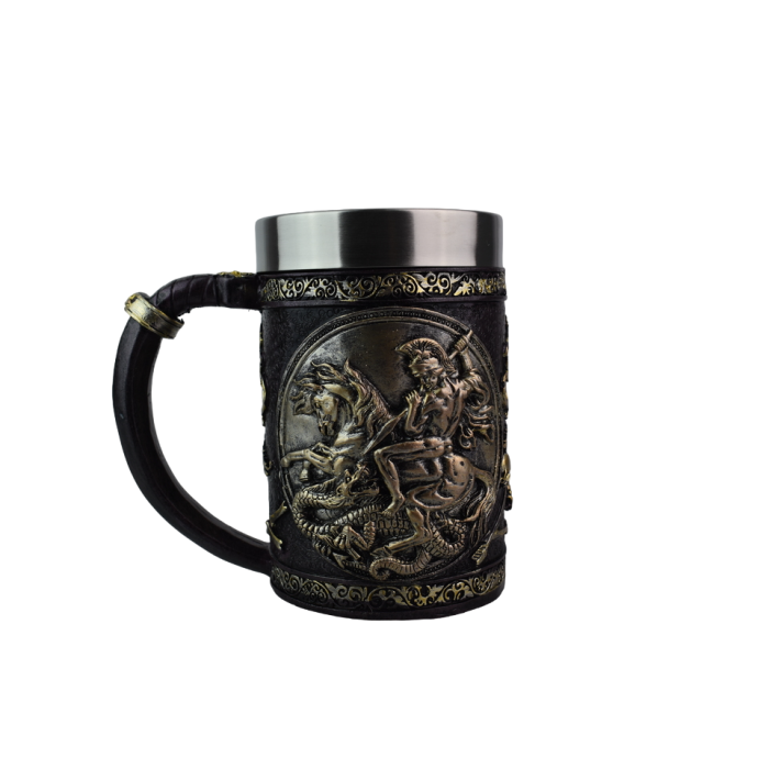 Halba Bere Medievala, Cavaler cu Dragon,500 ml, negru, auriu [2]