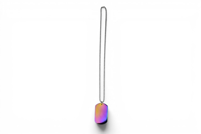 Medalion tip plăcuță militară (Dog Tag) cu lanț – Personalizabil prin gravură - Rainbow [3]