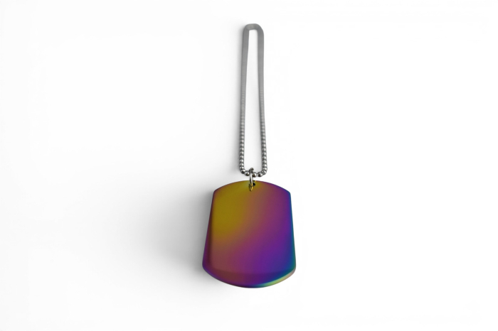 Medalion tip plăcuță militară (Dog Tag) cu lanț – Personalizabil prin gravură - Rainbow [1]