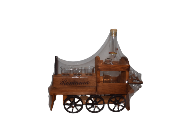 Set 6 pahare cu sticla, tip locomotiva, lemn, maro, 750 ml [2]