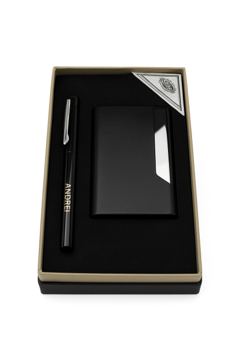 Set Business „Eleganță Compactă” – Toc Carduri & Pix Personalizabil [5]