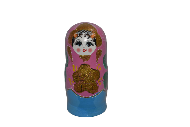 Set Papusa Matrioska, 7 piese, lemn, roz inchis [3]