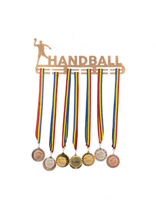Suport medalii Hanball, sportivi, lemn, maro, 50 cm [1]