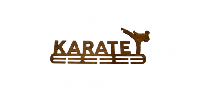 Suport medalii Karate, sportivi, maro, lemn, 50 cm [1]