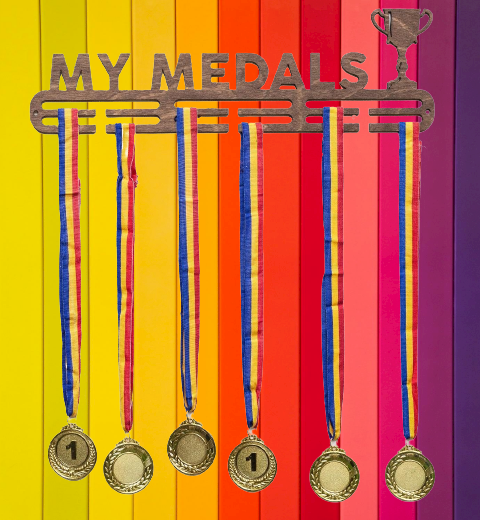 Suport medalii My Medals, pentru Sportivi, Maro, Lemn, 50 cm [3]