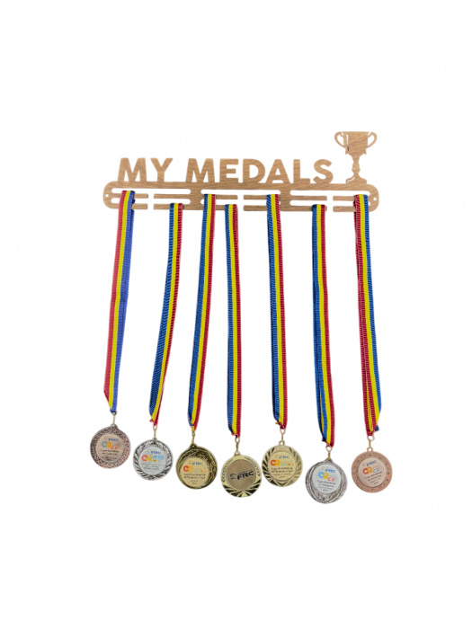 Suport medalii My Medals, pentru Sportivi, Maro, Lemn, 50 cm [1]