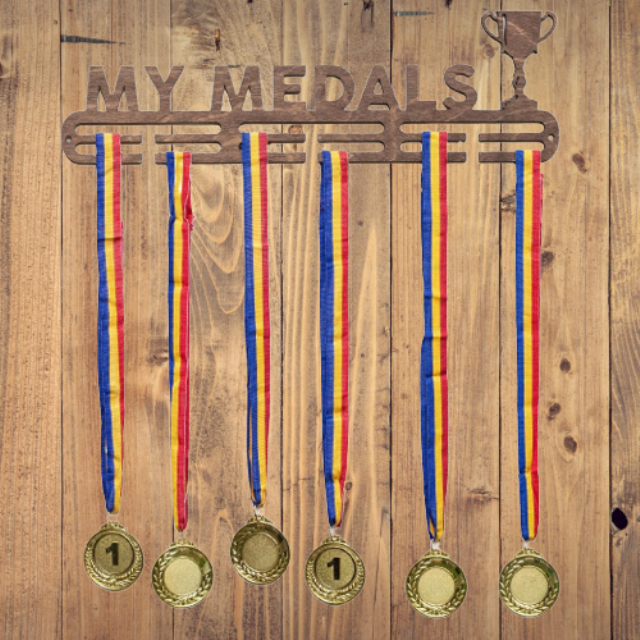 Suport medalii My Medals, pentru Sportivi, Maro, Lemn, 50 cm [5]