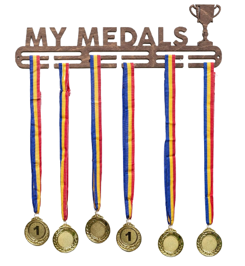 Suport medalii My Medals, pentru Sportivi, Maro, Lemn, 50 cm [2]