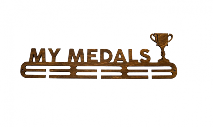 Suport medalii My Medals, pentru Sportivi, Maro, Lemn, 50 cm [2]
