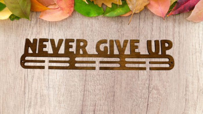 Suport medalii Never Give Up, pentru Sportivi, Maro, Lemn, 50 cm [5]