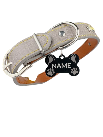 Zgarda Gri pentru animale cu medalie personalizata – gravura pe comanda + medalie CADOU Marime M [2]
