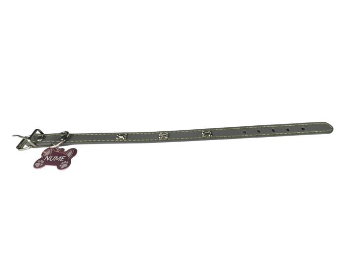 Zgarda gri pentru animale cu medalie personalizata – gravura pe comanda + medalie CADOU Marime S [4]