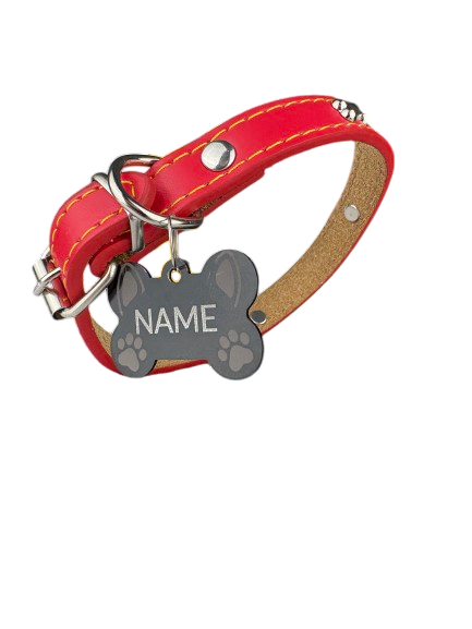 Zgarda Rosu pentru animale cu medalie personalizata – gravura pe comanda + medalie CADOU Marime S [2]