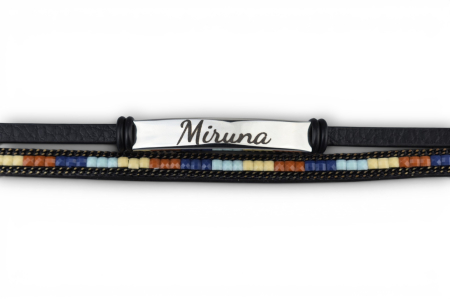 Brățară dublă cu mărgele decorative și plăcuță metalică – Personalizabil prin gravură - multicolor [2]