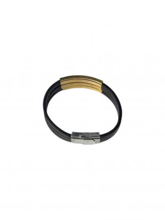 Brățară "Treptat Auriu" din Piele cu Plăcuțe Metalice [5]