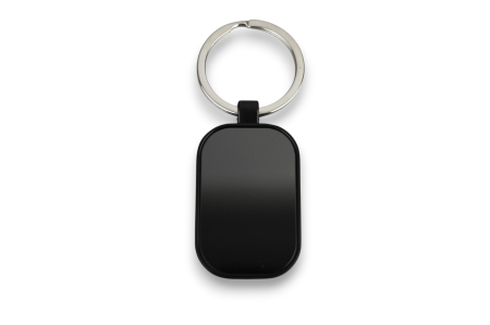 Produse personalizabile - Breloc metalic dreptunghiular cu colțuri rotunjite, complet negru – Personalizabil prin gravură