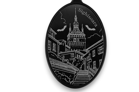 Breloc metalic oval, complet negru – Personalizabil prin gravură [1]