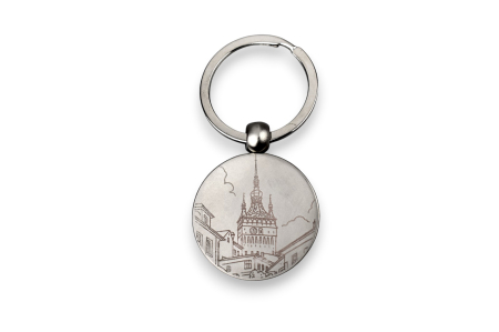 Produse personalizabile - Breloc metalic rotund, finisaj mat – Personalizabil prin gravură