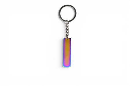 Breloc metalic tip plăcuță dreptunghiulară îngustă – Personalizabil prin gravură - Rainbow [1]