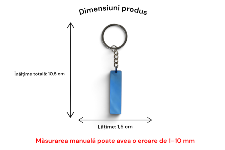 Breloc metalic tip plăcuță dreptunghiulară îngustă – Personalizabil prin gravură - Albastru [4]