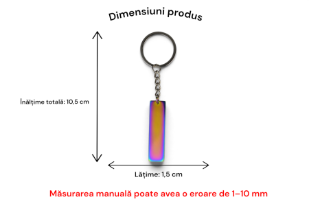 Breloc metalic tip plăcuță dreptunghiulară îngustă – Personalizabil prin gravură - Rainbow [5]