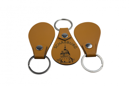 Produse - Breloc Rotund din Piele Personalizabil Amintirea Gravată, Permanentă