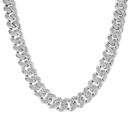 Colier Cuban Iced Argintiu, Unisex, Zirconiu,152 cm [0]