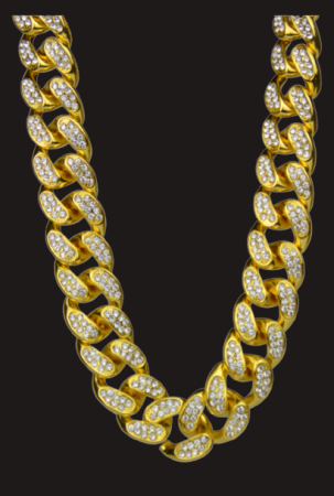 Colier Cuban Iced Auriu, Unisex, Zirconiu,152 cm [1]