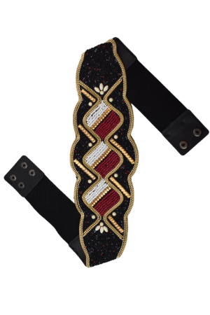 Curea Dama Tip Brau, Negru, Elastan, Margele, Elegant, Femei [4]